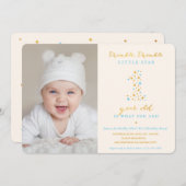 Twinkle Little Star First Birthday Invitation Boy Kaart (Voorkant / Achterkant)