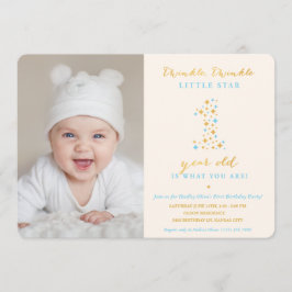 Twinkle Little Star First Birthday Invitation Boy Kaart