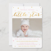 Twinkle Little Star First Birthday Invitation Girl Kaart (Voorkant)