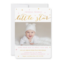 Twinkle Little Star First Birthday Invitation Girl