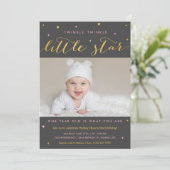 Twinkle Little Star First Birthday Invitation Girl Kaart (Staand voorkant)
