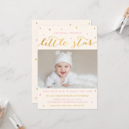Twinkle Little Star First Birthday Invitation Girl Kaart