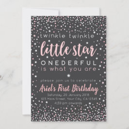 Twinkle Little Star First Birthday Invitation Kaart