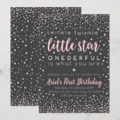 Twinkle Little Star First Birthday Invitation Kaart (Voorkant / Achterkant)