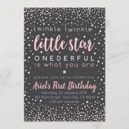 Twinkle Little Star First Birthday Invitation Kaart