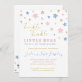 Twinkle Little Star First Birthday Invitation Kaart (Voorkant / Achterkant)