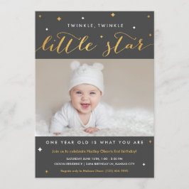 Twinkle Little Star First Birthday Invitations Kaart
