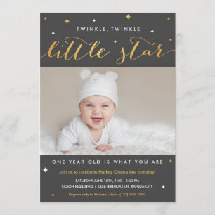 Twinkle Little Star First Birthday Invitations Kaart