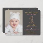 Twinkle Little Star First Birthday Invitations Kaart (Voorkant / Achterkant)