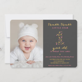 Twinkle Little Star First Birthday Invitations Kaart