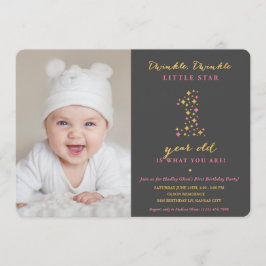 Twinkle Little Star First Birthday Invitations Kaart