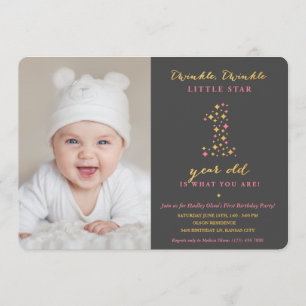 Twinkle Little Star First Birthday Invitations Kaart