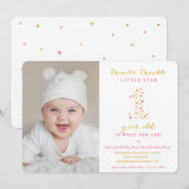 Twinkle Little Star First Birthday Invitations Kaart (Voorkant / Achterkant)