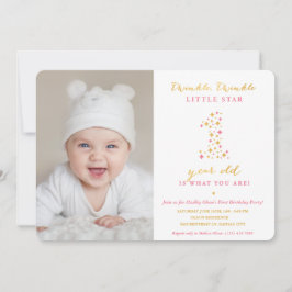 Twinkle Little Star First Birthday Invitations Kaart