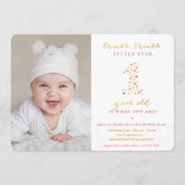 Twinkle Little Star First Birthday Invitations Kaart