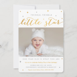 Twinkle Little Star First Birthday Invitations Kaart