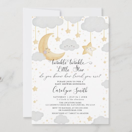 Twinkle Little Star Gender Neutral Baby shower Kaart (Voorkant)