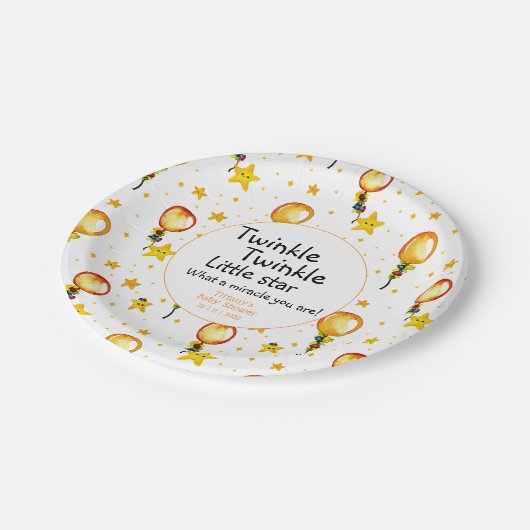 Twinkle Little Star Gender Neutral Baby shower Papieren Bordje (Gekanteld)