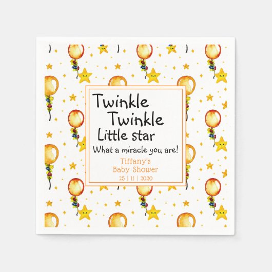 Twinkle Little Star Gender Neutral Baby shower Servet (Voorkant)