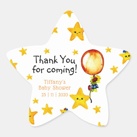 Twinkle Little Star Gender Neutral Baby shower Ster Sticker (Voorkant)