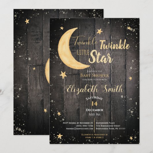 Twinkle little star gender neutral babyshower kaart (Voorkant / Achterkant)
