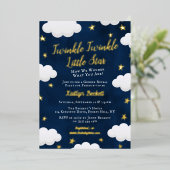 Twinkle Little Star Gender onthaal Real Folie Uitnodiging (Staand Voorkant)