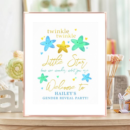 Twinkle Little Star Gender onthaal welkomstbord Poster