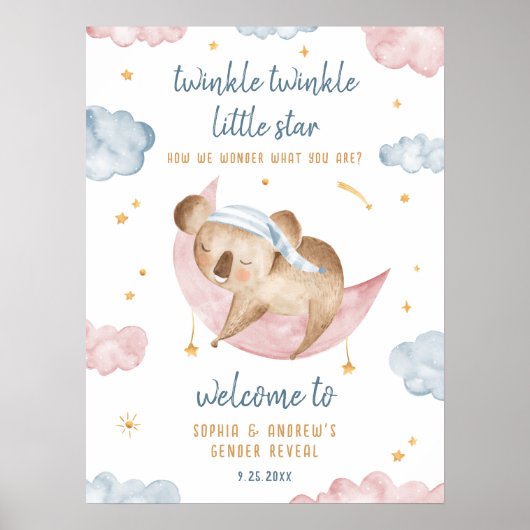 Twinkle Little Star Gender onthullen welkom Poster (Voorkant)