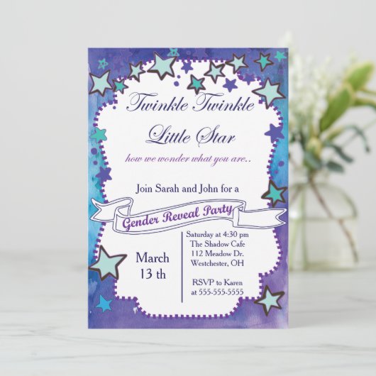 Twinkle Little Star Gender onthulling Kaart (Staand voorkant)