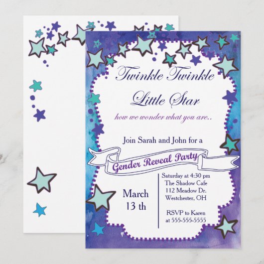 Twinkle Little Star Gender onthulling Kaart (Voorkant / Achterkant)