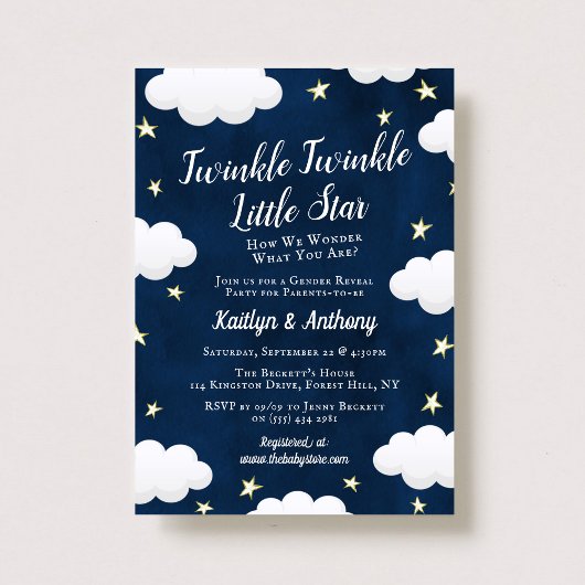 Twinkle Little Star Gender onthulling Party Invita Kaart