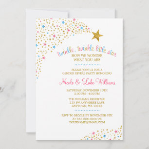 Twinkle Little Star Gender onthult Baby shower Kaart
