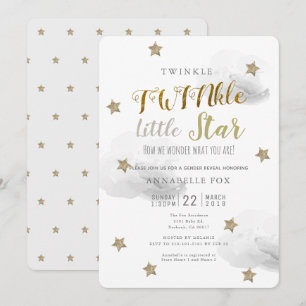 TWINkle Little Star Gender onthult Baby shower Kaart
