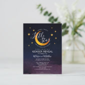 Twinkle Little Star Gender onthult Navy Paars Uitnodiging Briefkaart (Staand voorkant)