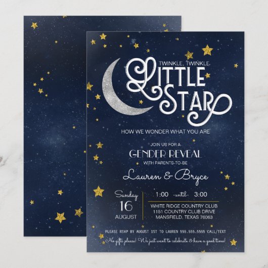 Twinkle Little Star Gender Reopenbaart zich Kaart (Voorkant / Achterkant)