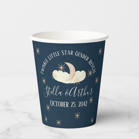 Twinkle Little Star Gender Reveal – Celestial Part Papieren Bekers (Voorkant)
