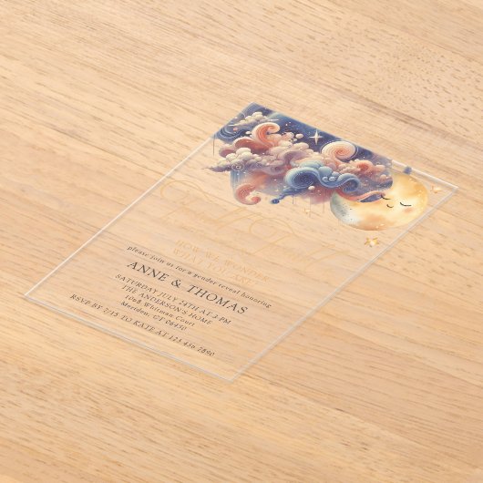 Twinkle Little Star Gender Reveal Custom Party Acryl Uitnodigingen (Laagn)