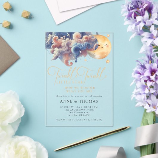 Twinkle Little Star Gender Reveal Custom Party Acryl Uitnodigingen (Insitu (Huwelijk))