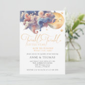 Twinkle Little Star Gender Reveal Custom Party Kaart (Staand voorkant)