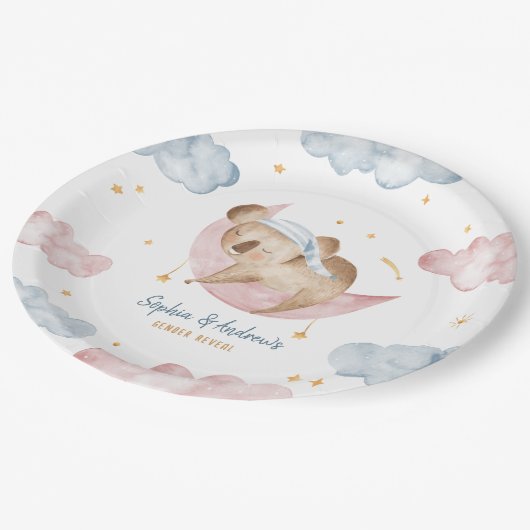 Twinkle Little Star Gender Reveal Paper Borden Papieren Bordje (Gekanteld)