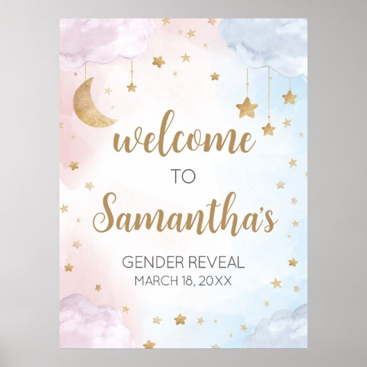 Twinkle Little Star Gender Reveal Welcome Sign Poster (Voorkant)