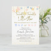 Twinkle Little Star Geslacht Onthul Gouden Sprinkl Kaart (Staand voorkant)