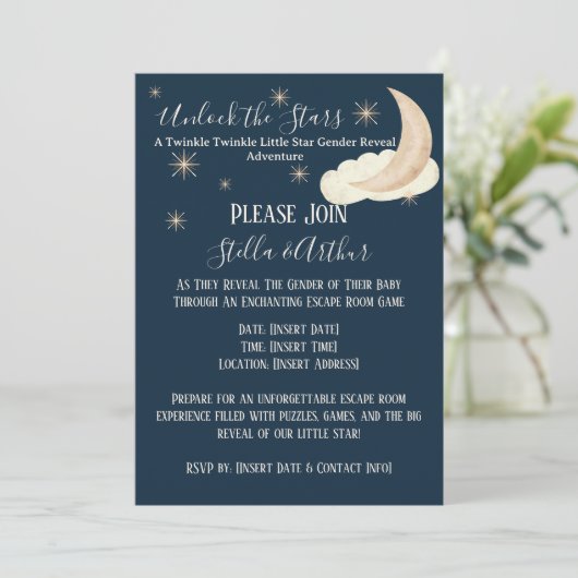 Twinkle Little Star Geslacht Onthulling Escape Roo Kaart (Staand voorkant)