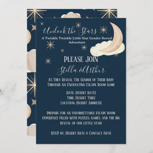 Twinkle Little Star Geslacht Onthulling Escape Roo Kaart (Voorkant / Achterkant)
