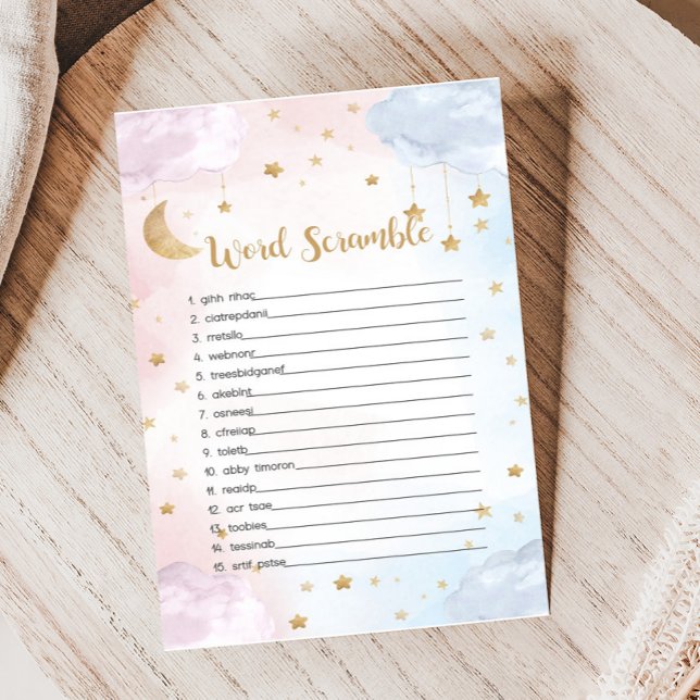 Twinkle Little Star Geslacht Onthulling Woordsjabl (Twinkle Little Star Gender Reveal Game)