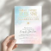 Twinkle Little Star Geslacht Reveal Retro Roze Bla Kaart