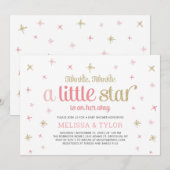Twinkle Little Star Girl Baby shower, Sprinkle Kaart (Voorkant / Achterkant)