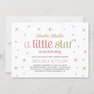 Twinkle Little Star Girl Baby shower, Sprinkle Kaart