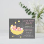 Twinkle Little Star Girl Twins Baby shower Custom Kaart (Staand voorkant)