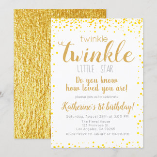 Twinkle Little Star Girls Gouden Glitter Verjaarda Kaart